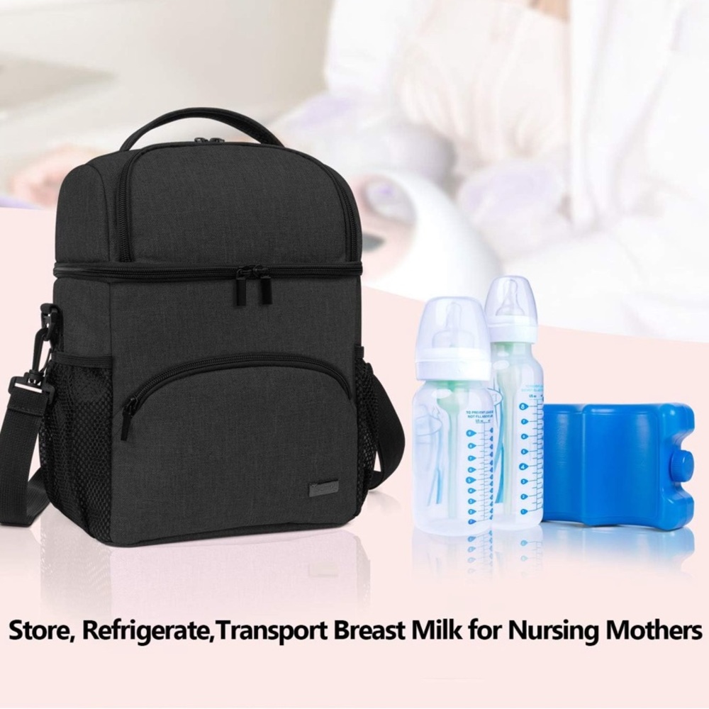 Teamoy Double Layer Breastmilk‎ Cooler Travel Bag with Ice Pack NWOT - Picture 7 of 11